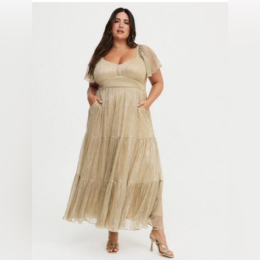 Torrid Gold Glitter Champagne Maxi Dress